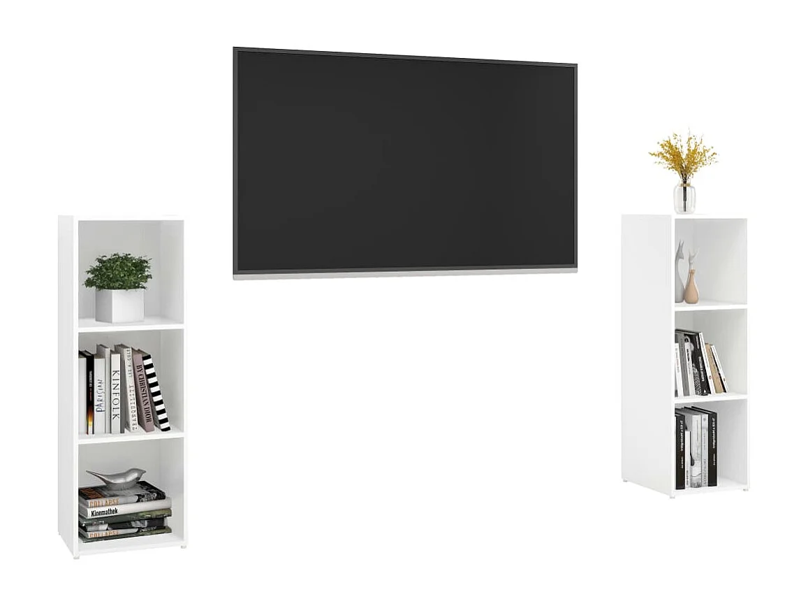 Meubles TV 2 pcs Blanc 107x35x37 cm Bois d'ingénierie