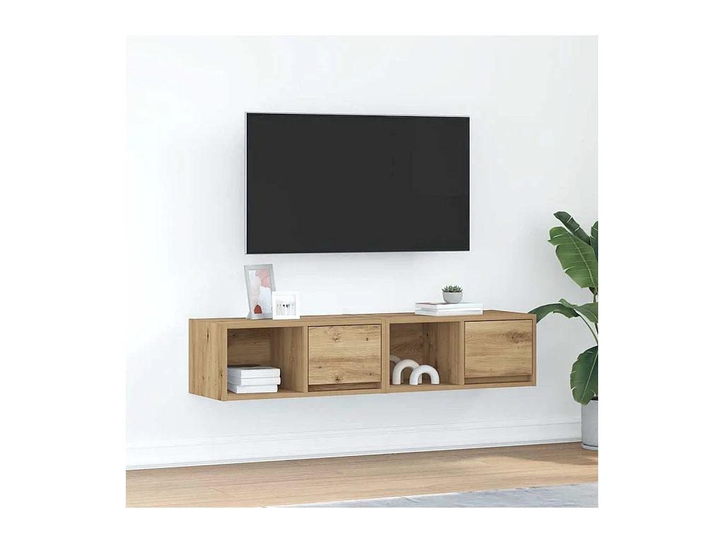 Mobili TV 2 pezzi in rovere artigianale 60x31x25,5cm in legno ingegnerizzato