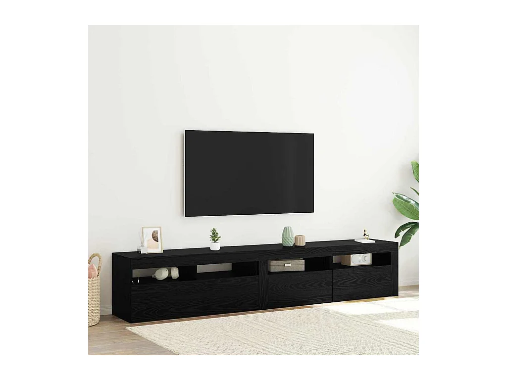 Mobile TV 2 pezzi Rovere Nero 210 x 35 x 40 cm Legno ingegnerizzato