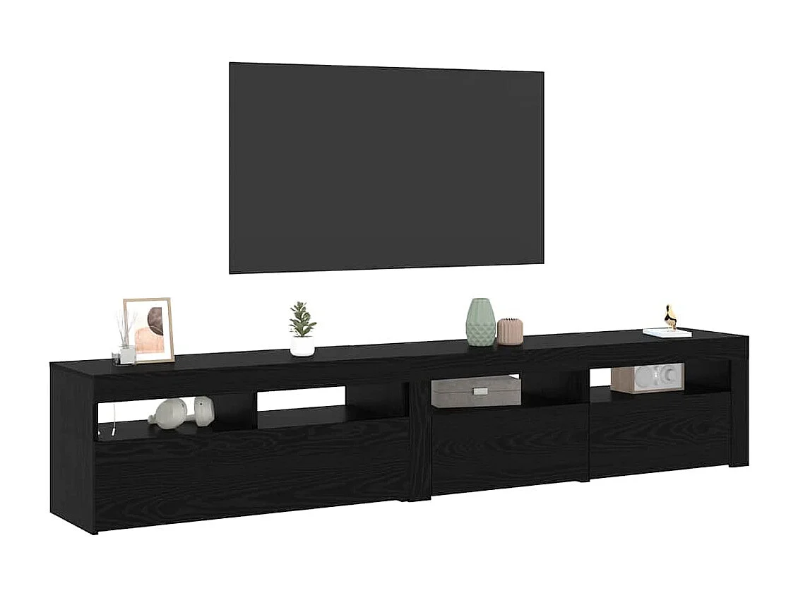 Mobile TV 2 pezzi Rovere Nero 210 x 35 x 40 cm Legno ingegnerizzato