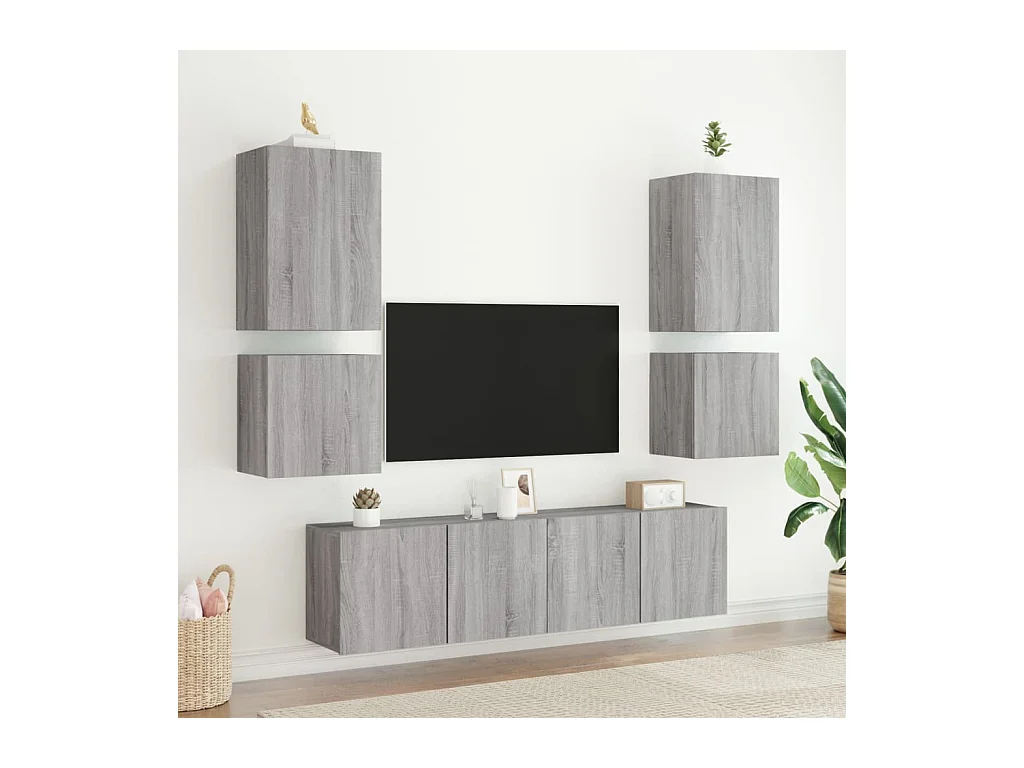 muebles de TV de pared en gris Sonoma, 40,5 x 30 x 40 cm, madera de ingeniería.