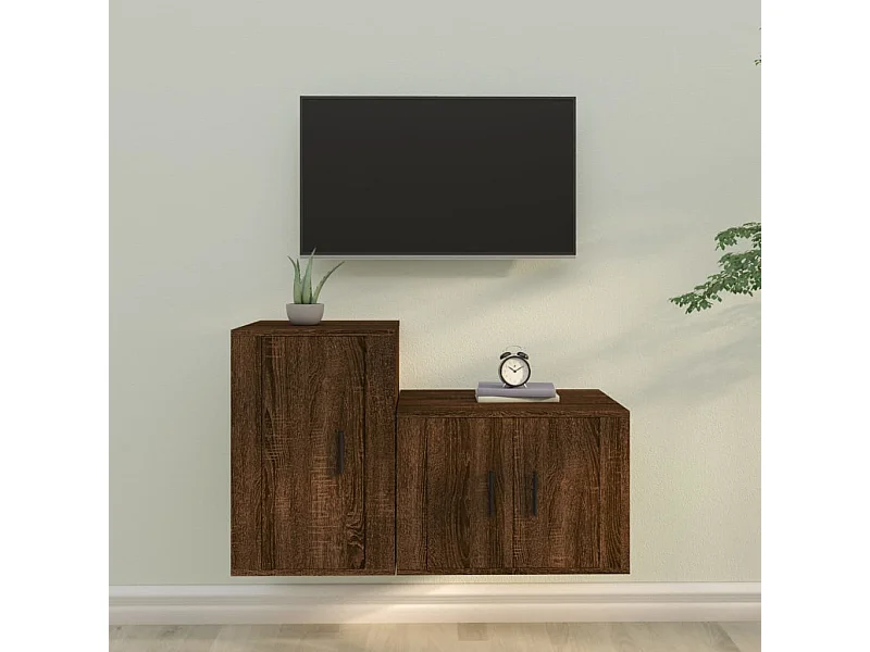 Ensemble de meubles TV 2 pcs Chêne marron Bois d'ingénierie