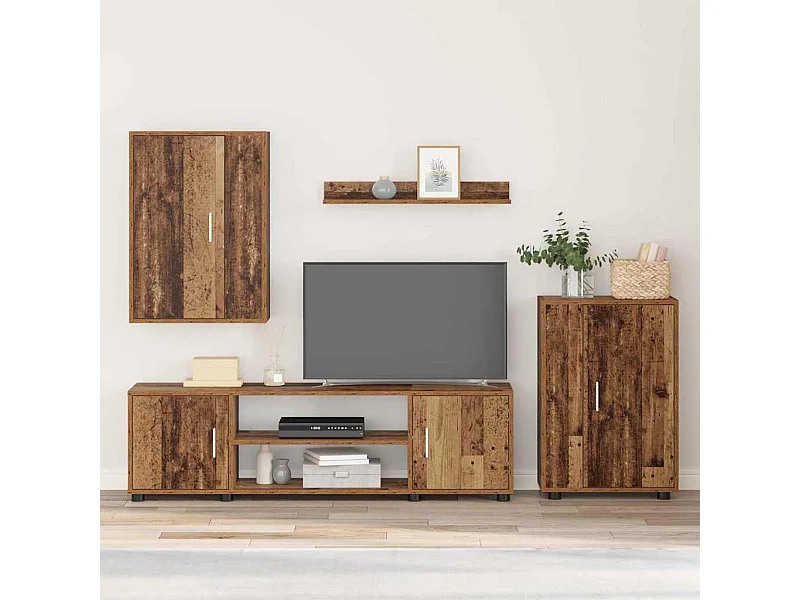 Ensemble de meuble TV 4 pièces Montage mural 4 pcs Vieux bois