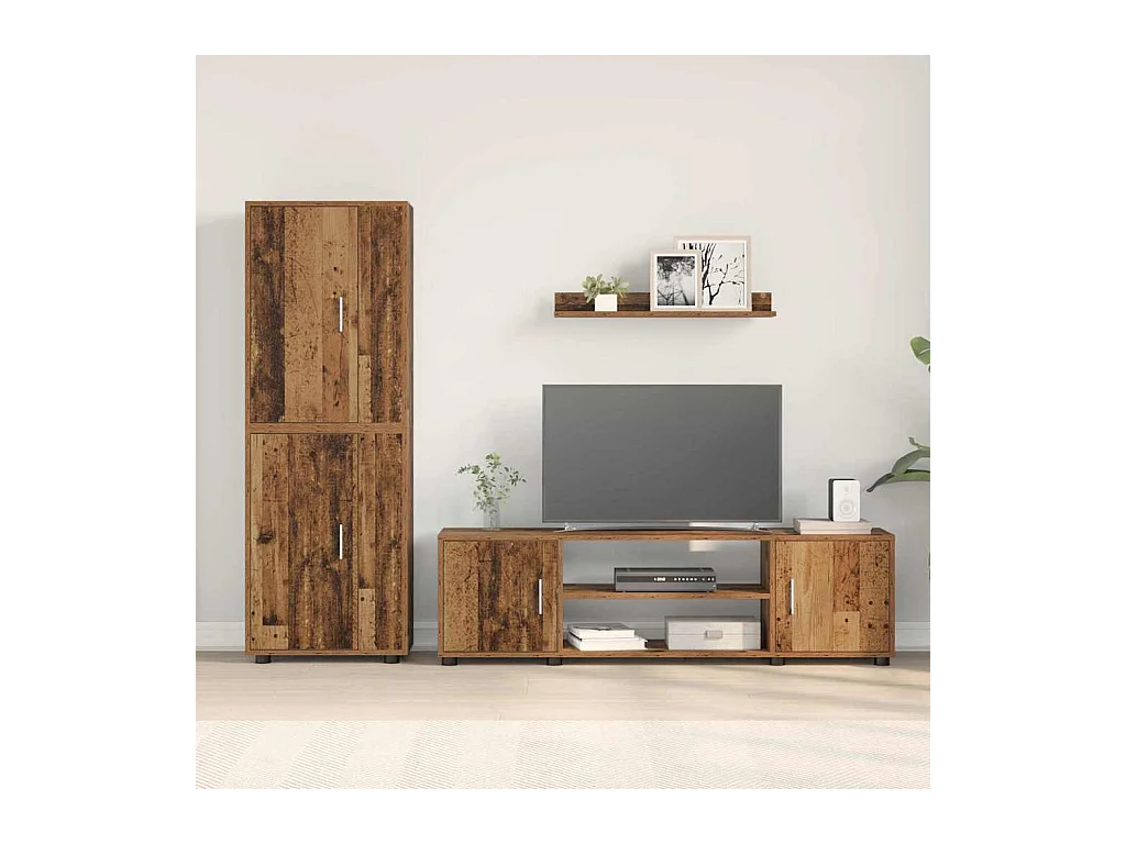 Ensemble de meuble TV 4 pièces Montage mural 4 pcs Vieux bois