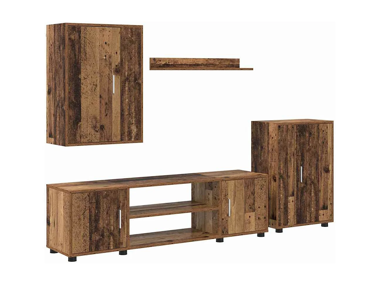 Ensemble de meuble TV 4 pièces Montage mural 4 pcs Vieux bois