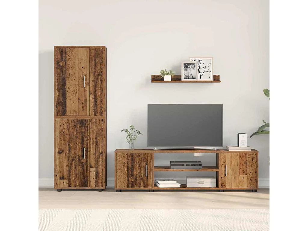 Ensemble de meuble TV 4 pièces Montage mural 4 pcs Vieux bois