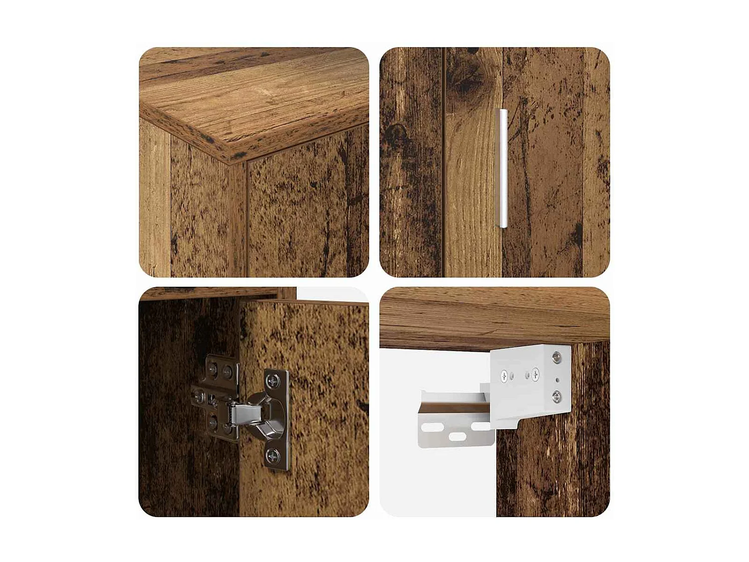 Ensemble de meuble TV 4 pièces Montage mural 4 pcs Vieux bois