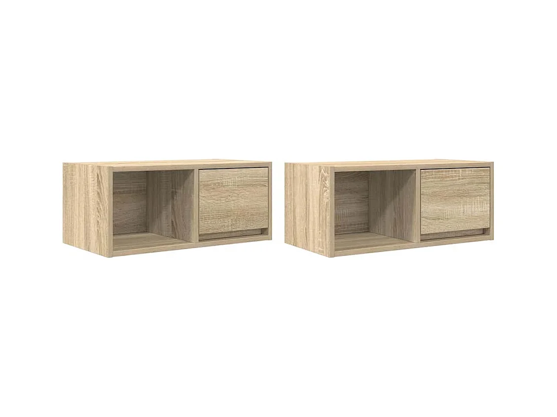 TV-kast 2 stuks Sonoma eiken 60x31x25,5 cm bewerkt hout