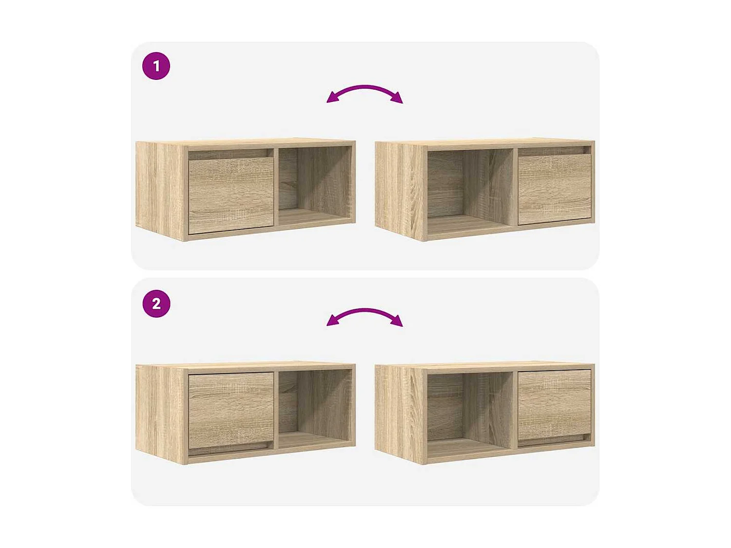 TV-kast 2 stuks Sonoma eiken 60x31x25,5 cm bewerkt hout