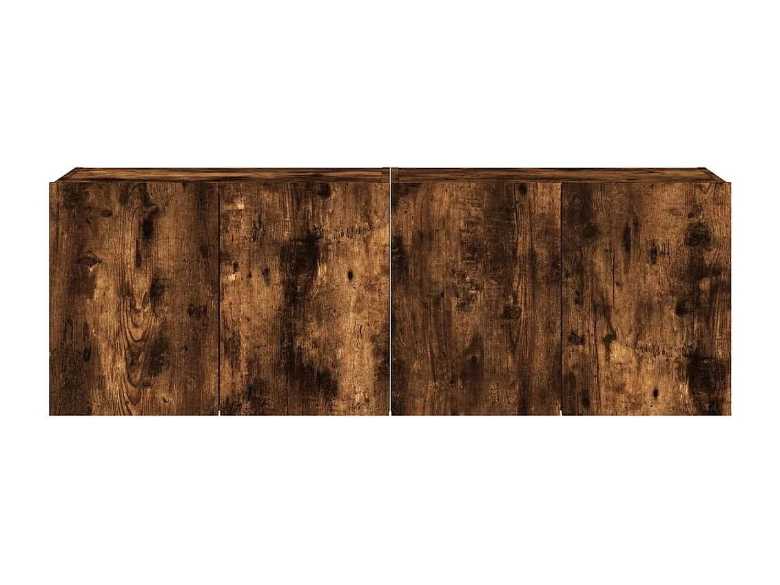 Wandmeubels met LED-verlichting 2 stuks gerookt eiken 60x35x41 cm