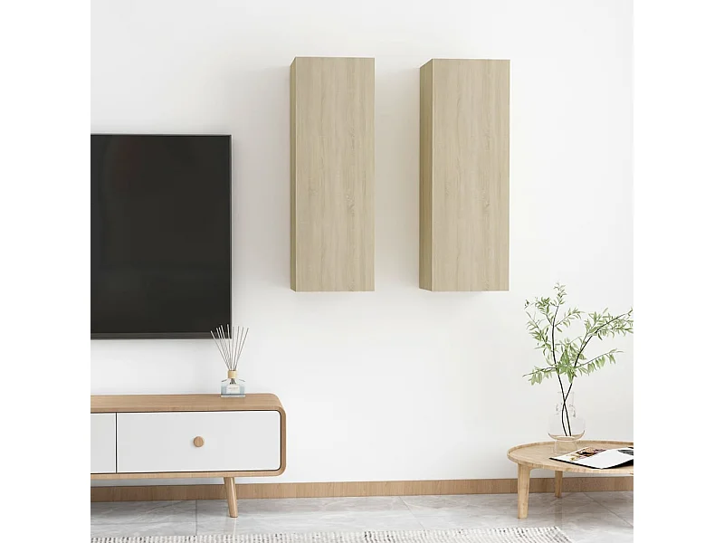 Mobile TV 2 pezzi Rovere Sonoma 30,5x30x90 cm Legno ingegnerizzato