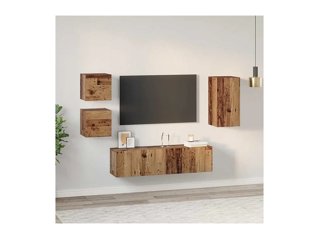 Ensemble meuble TV 5 pcs Bois ancien 30.5 x 30 x 60 cm