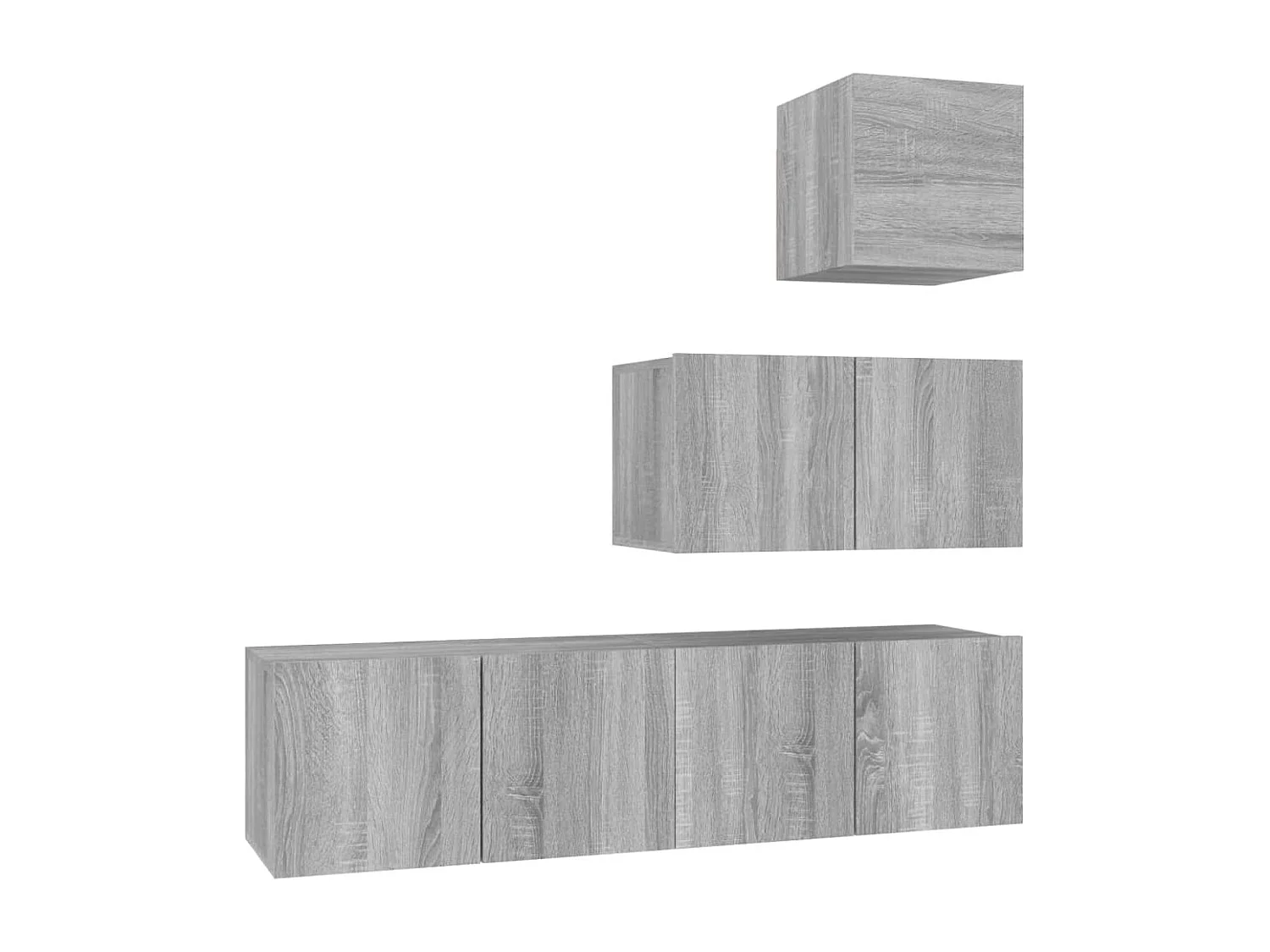 Sonoma Gray 4-delige tv-meubelset van bewerkt hout