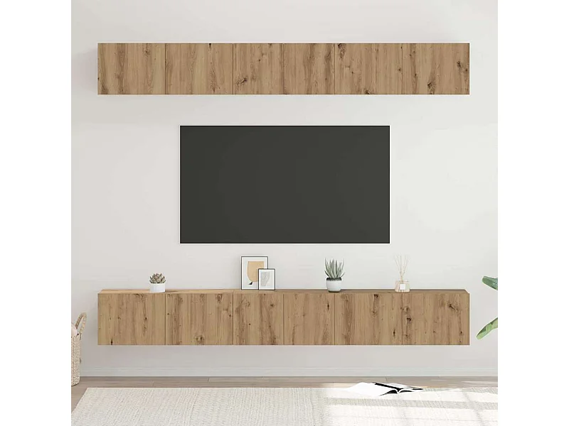 Set di mobili TV da 6 pezzi, rovere lavorato a mano, 80 x 30 x 30 cm