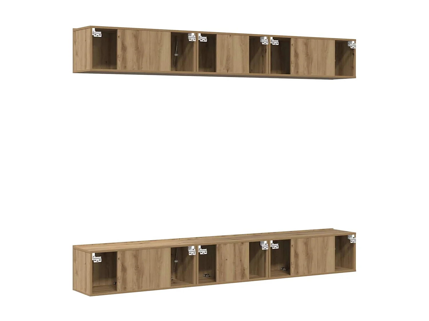 TV-meubelset van 6 stuks, handgemaakt eikenhout, 80 x 30 x 30 cm