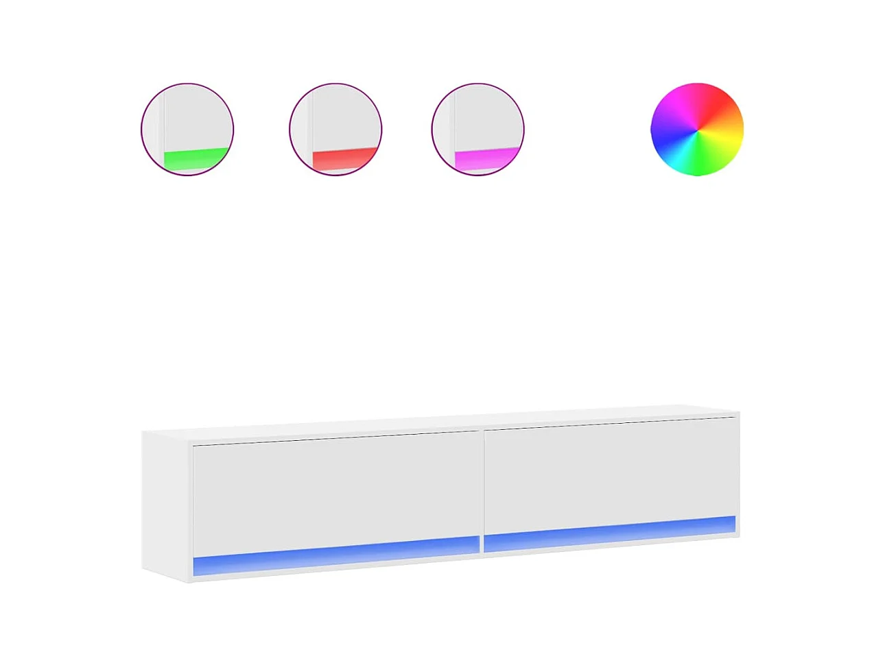 Wandmeubel met witte LED 180x31x38 cm