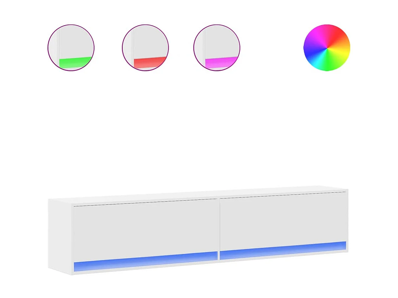 Mobile porta TV a parete con LED bianco 180x31x38 cm