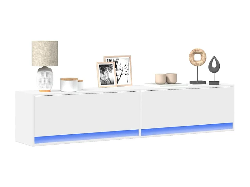 Mobile porta TV a parete con LED bianco 180x31x38 cm