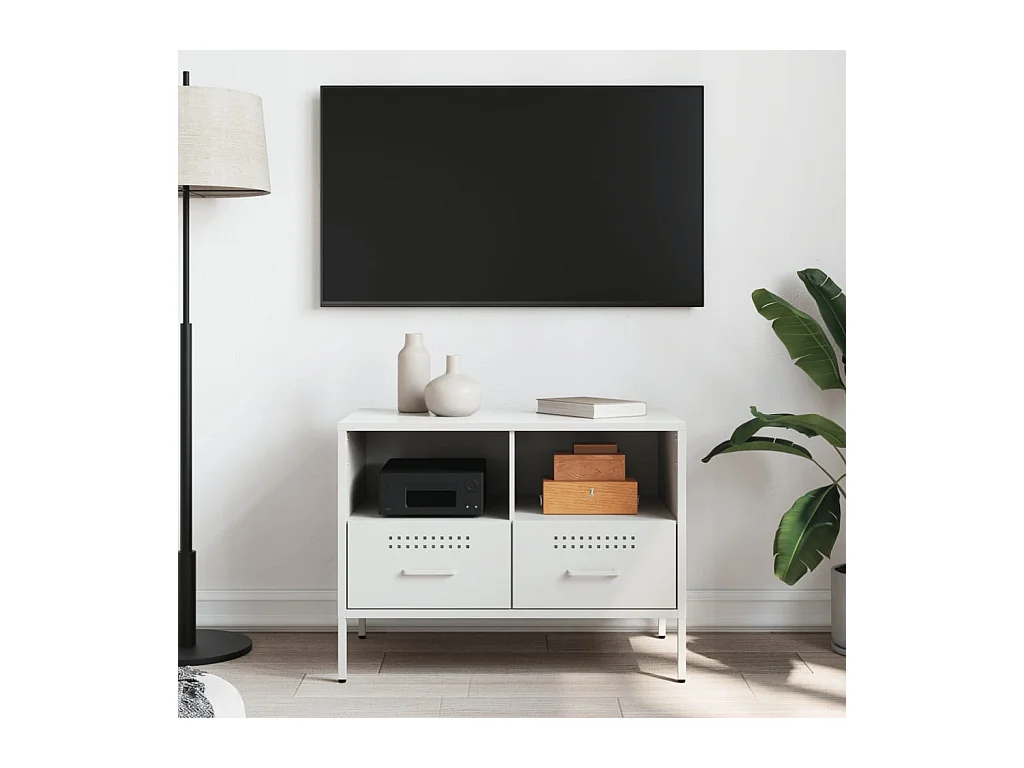 Meuble TV blanc 68x39x50,5 cm acier