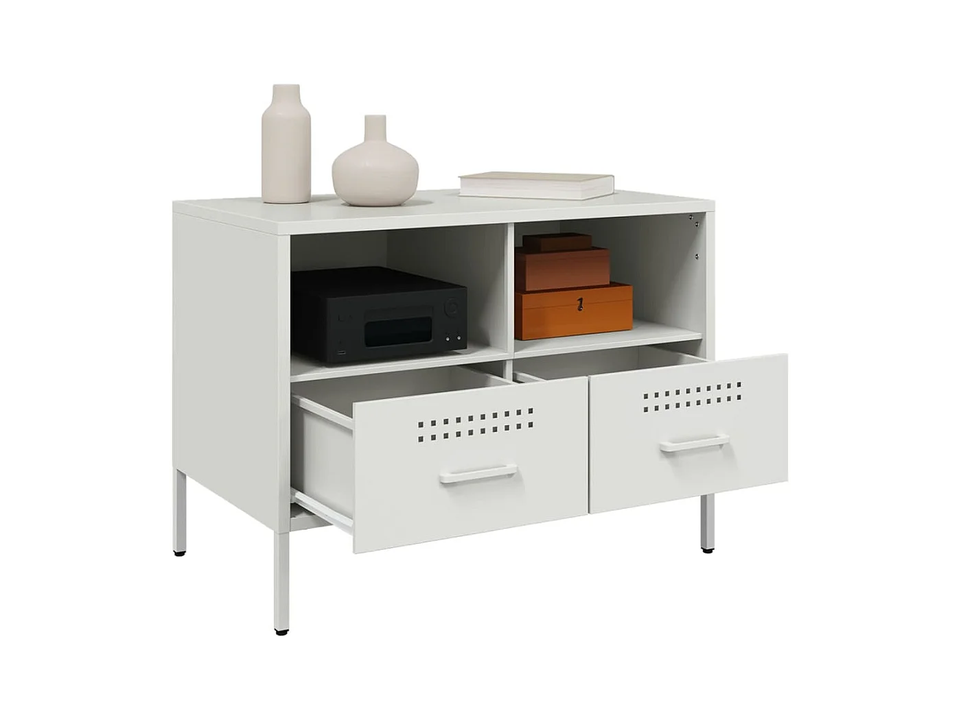 Meuble TV blanc 68x39x50,5 cm acier