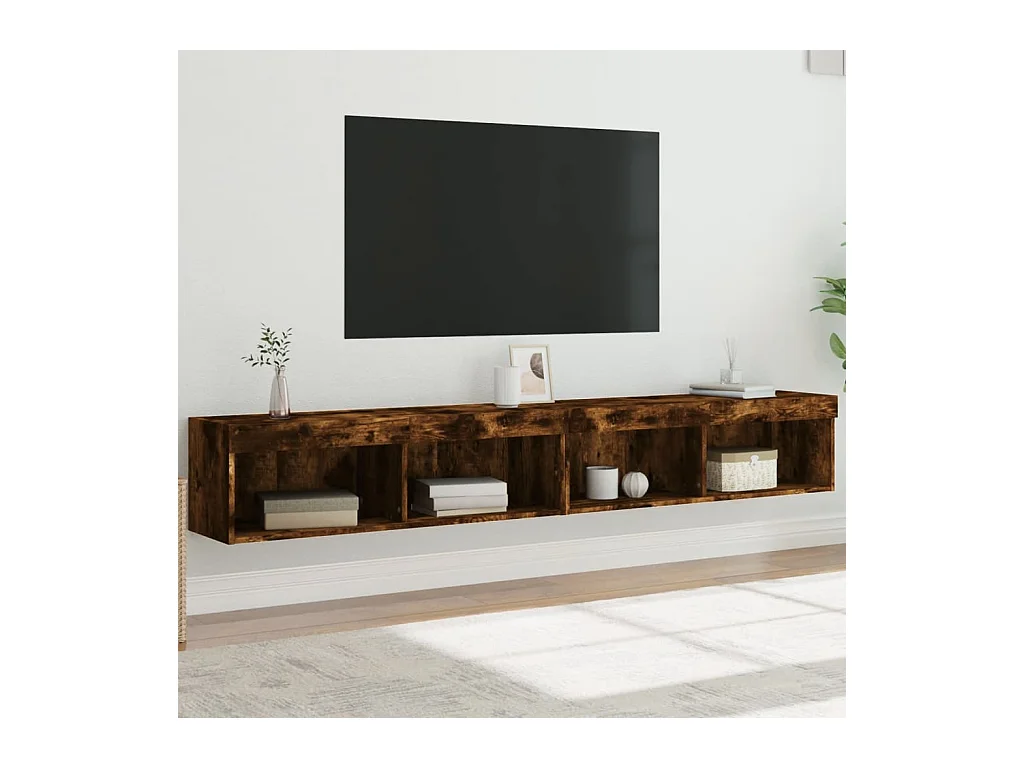 Meubles TV avec lumières LED 2 pcs chêne fumé 100x30x30 cm