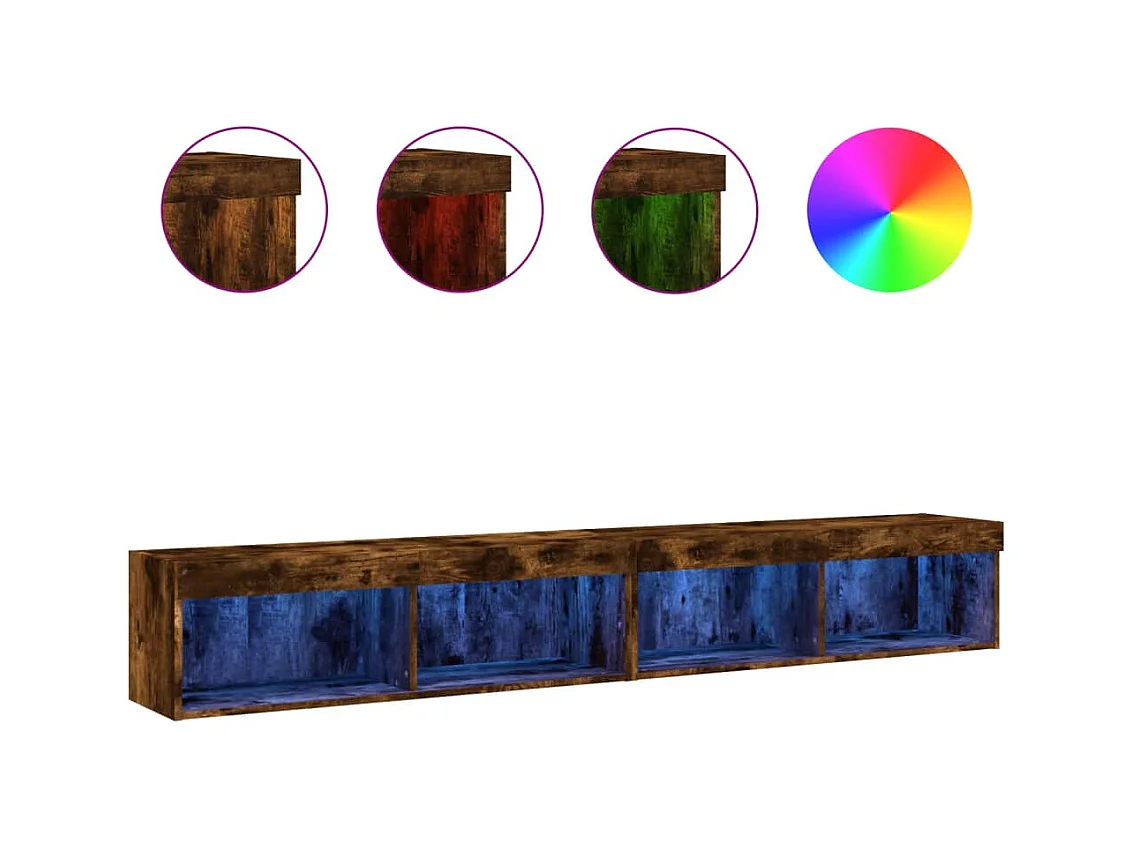 Meubles TV avec lumières LED 2 pcs chêne fumé 100x30x30 cm