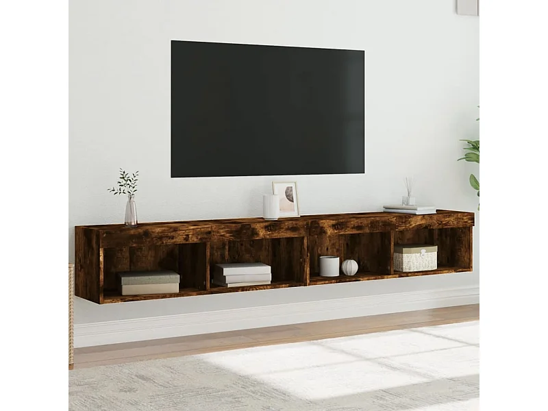 Mobili TV con luci LED 2 pezzi rovere fumé 100x30x30 cm