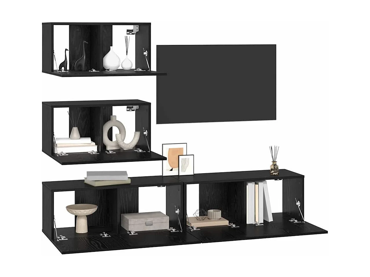 Ensemble meuble TV 4 pcs Chêne noir 100 x 30 x 30 cm