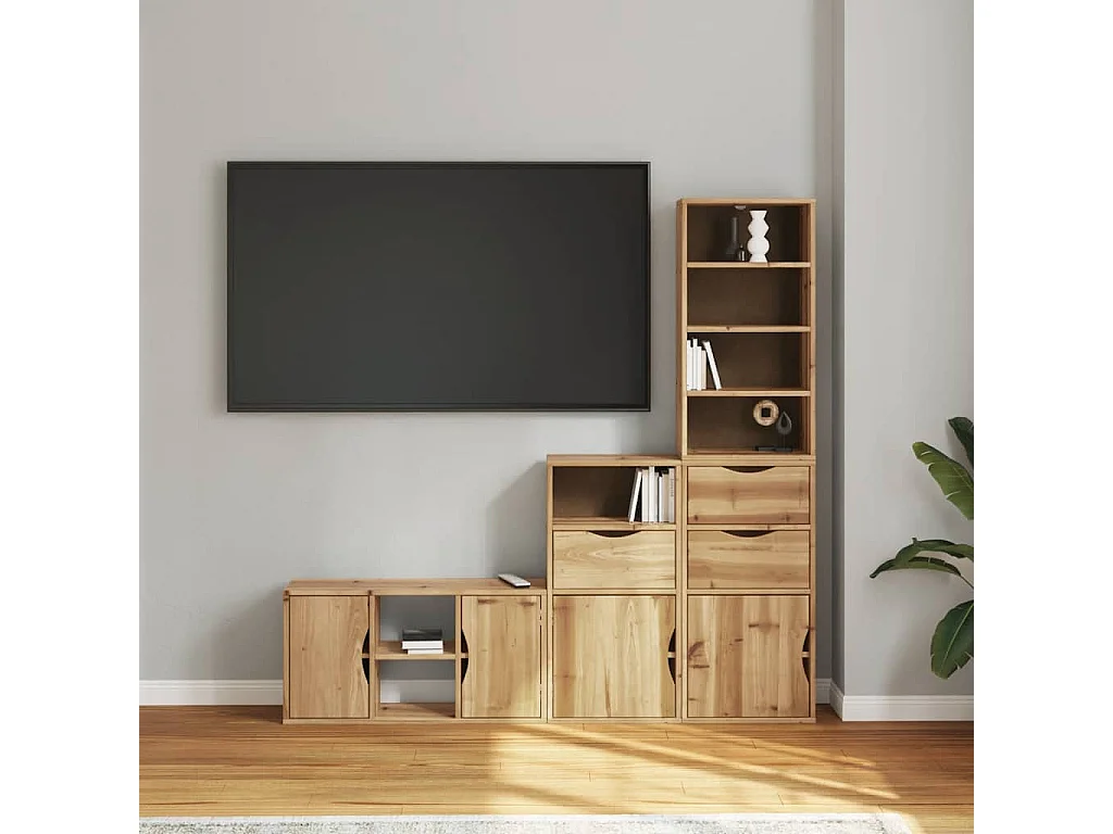 Meubles TV 4 pcs avec rangement ODDA bois de pin massif