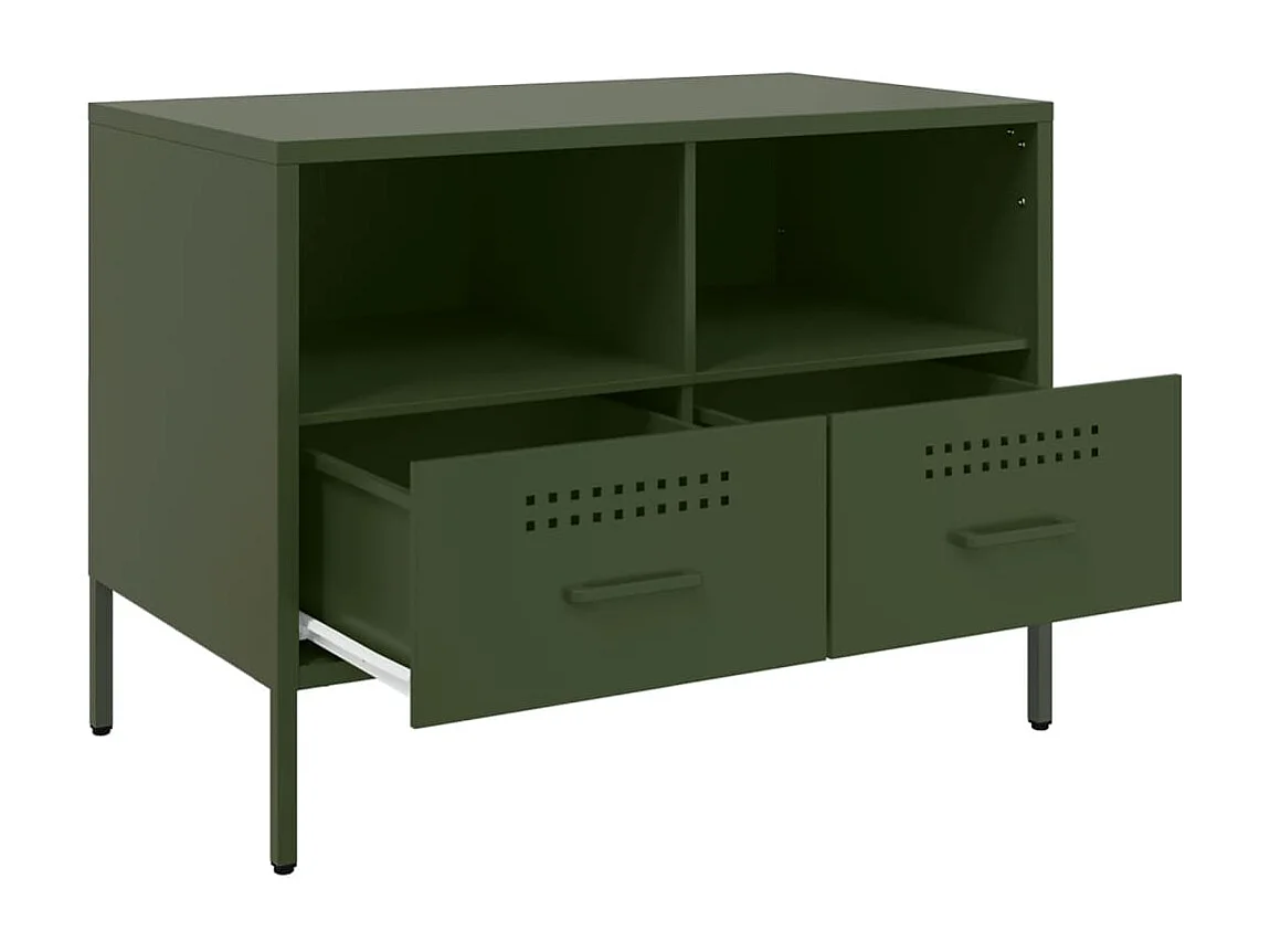 Meuble TV vert olive 68x39x50,5 cm acier