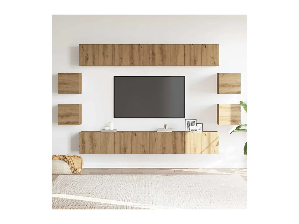 Ensemble de meuble TV mural 8 pcs chêne artisanal