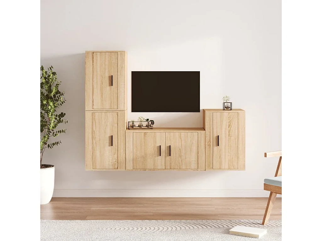 Ensemble de meubles TV 4 pcs Chêne sonoma Bois d'ingénierie