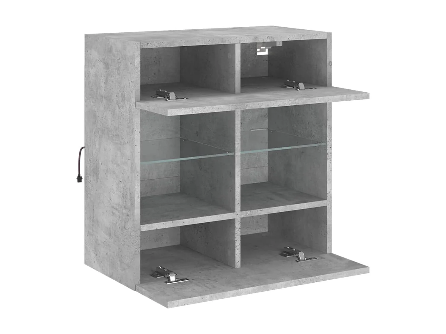 Mobile TV a parete con luci LED, grigio cemento, 58,5 x 30 x 60,5 cm