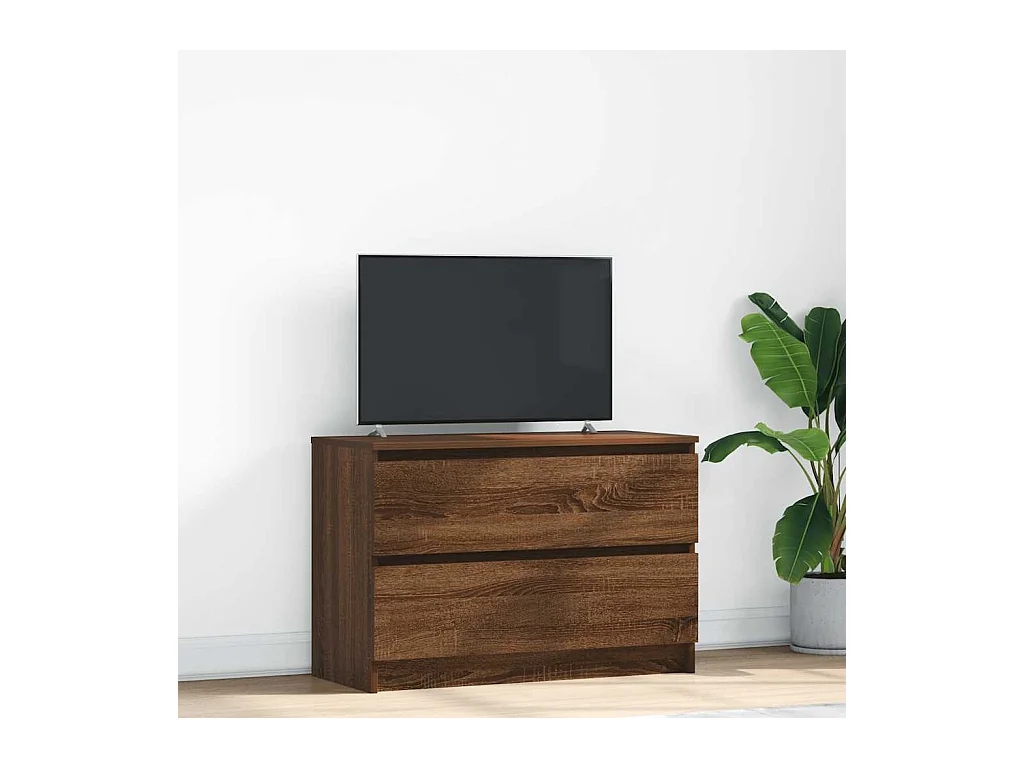 Mobile TV in rovere marrone 80x35x54 cm in legno ingegnerizzato
