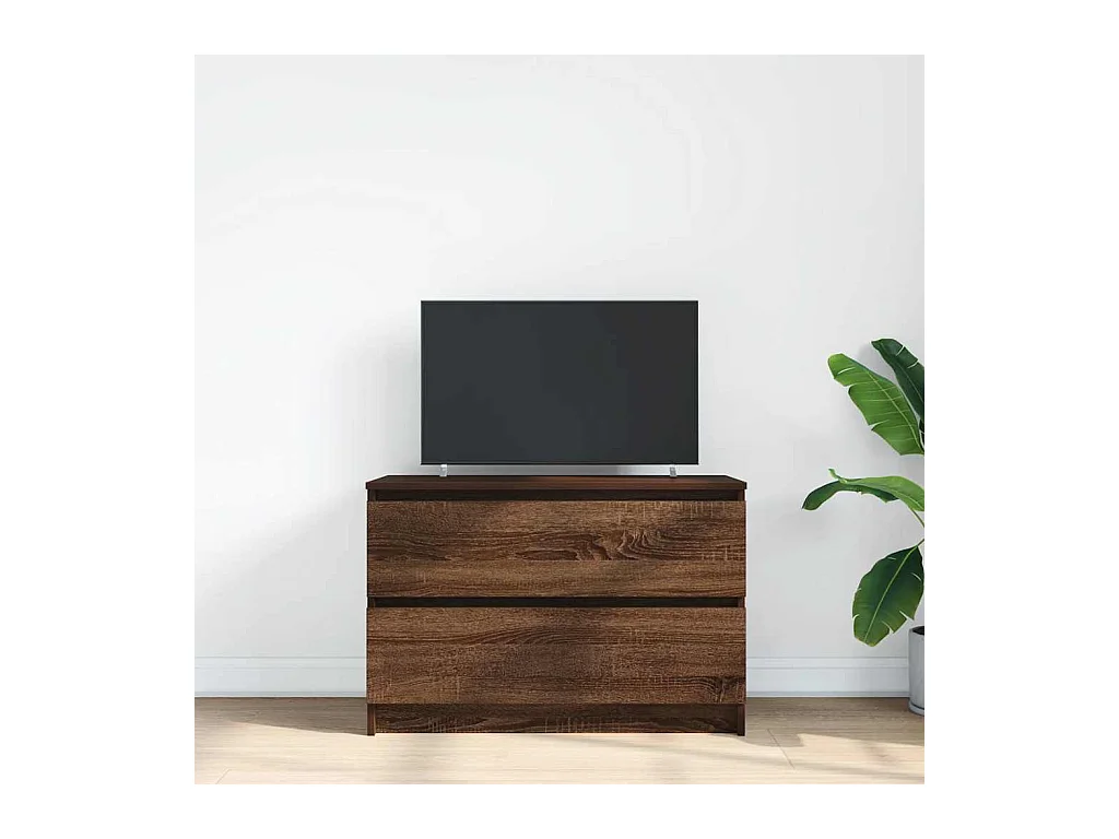 Mobile TV in rovere marrone 80x35x54 cm in legno ingegnerizzato