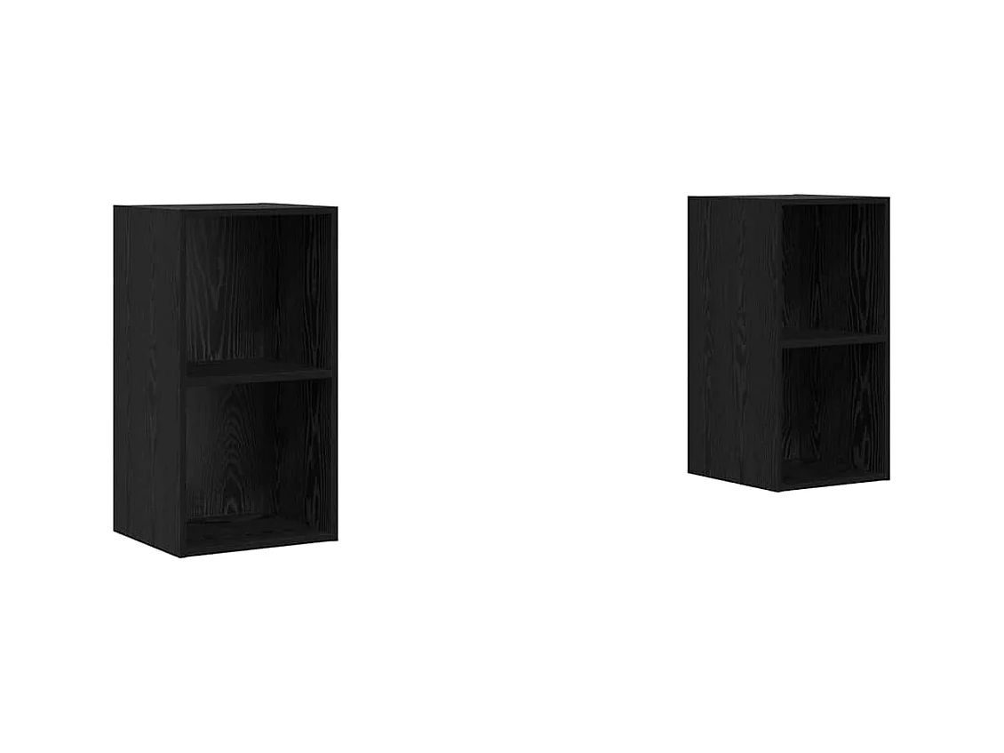 Mobile TV da parete 2 pezzi in rovere nero 37 x 37 x 72 cm