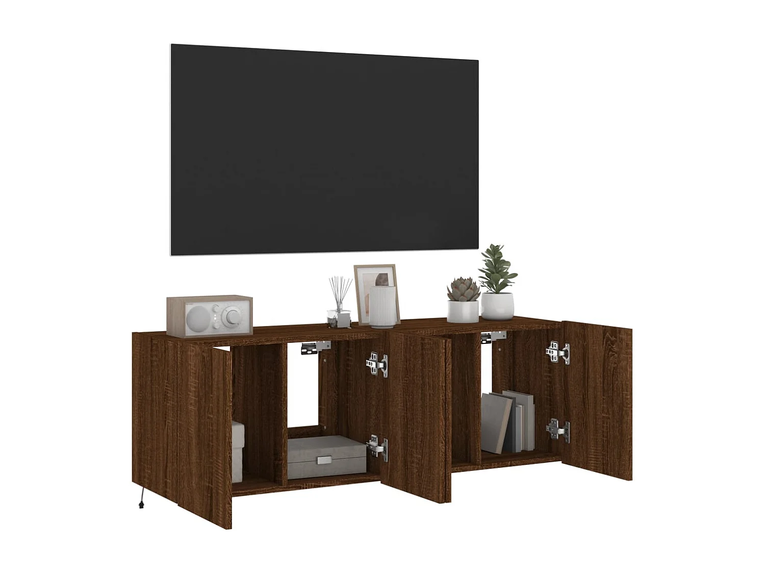 Wandmeubels met ledverlichting, 2 stuks, bruin eiken, 60x35x41 cm