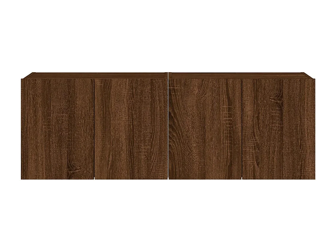 Mobili TV a parete con luci LED, 2 pezzi, rovere marrone, 60x35x41 cm