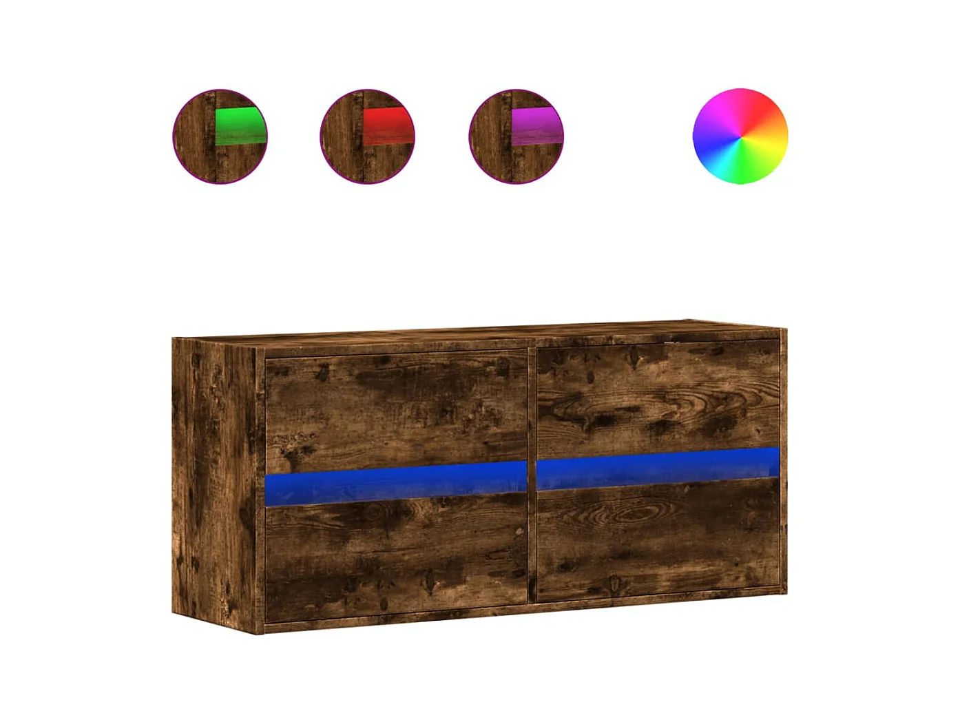 Wandmeubel met LED-verlichting gerookt eiken 100x31x45 cm