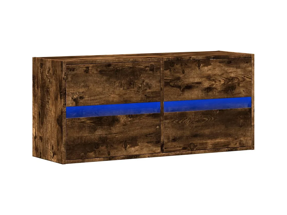 Wandmeubel met LED-verlichting gerookt eiken 100x31x45 cm