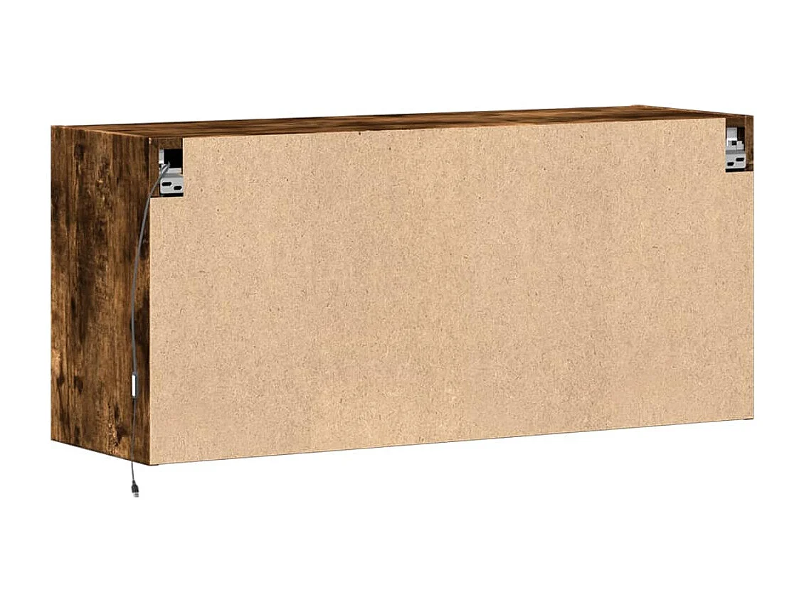 Mobile porta TV a parete con luci LED rovere affumicato 100x31x45 cm