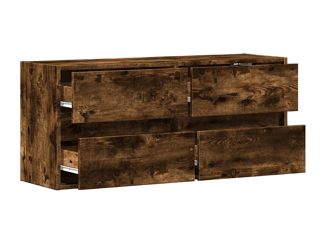 Mobile porta TV a parete con luci LED rovere affumicato 100x31x45 cm