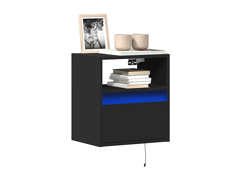Wandmeubels met LED-verlichting 2 stuks zwart 41x31x45 cm