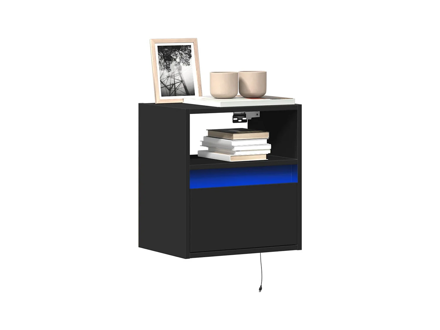 Wandmeubels met LED-verlichting 2 stuks zwart 41x31x45 cm