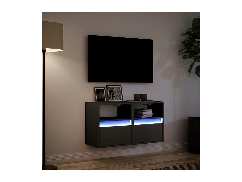 Wandmeubels met LED-verlichting 2 stuks zwart 41x31x45 cm