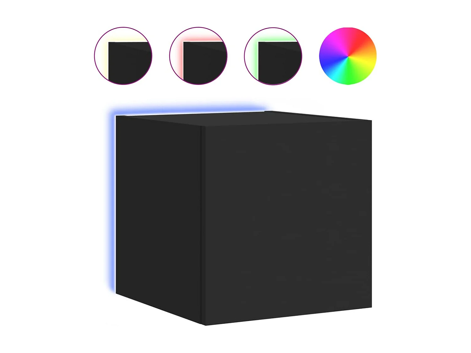 Muebles de TV de pared con luces LED 2 uds negro 30,5x35x30 cm