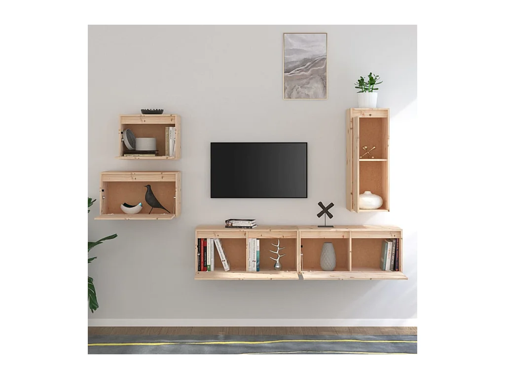 Meubles TV 5 pcs Bois massif de pin