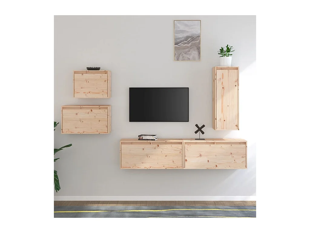 Mobile TV 5 pezzi in legno massello di pino