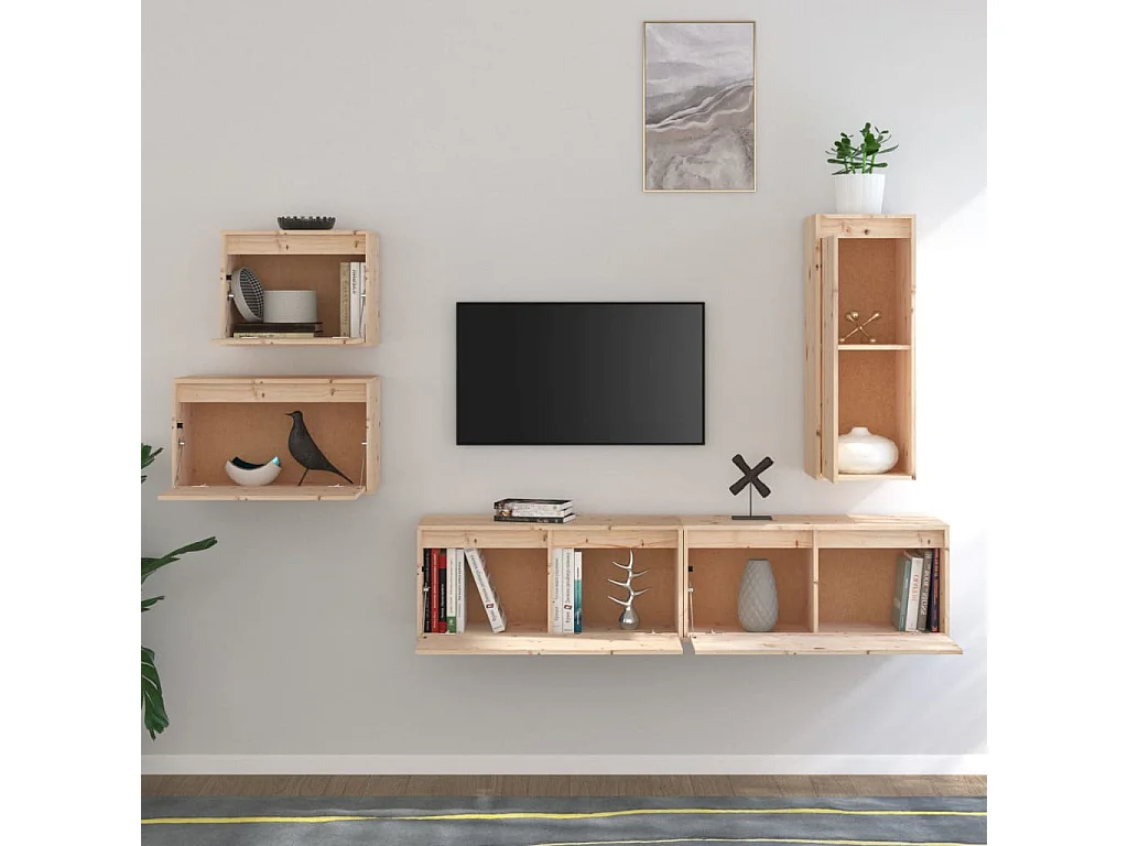 Meubles TV 5 pcs Bois massif de pin