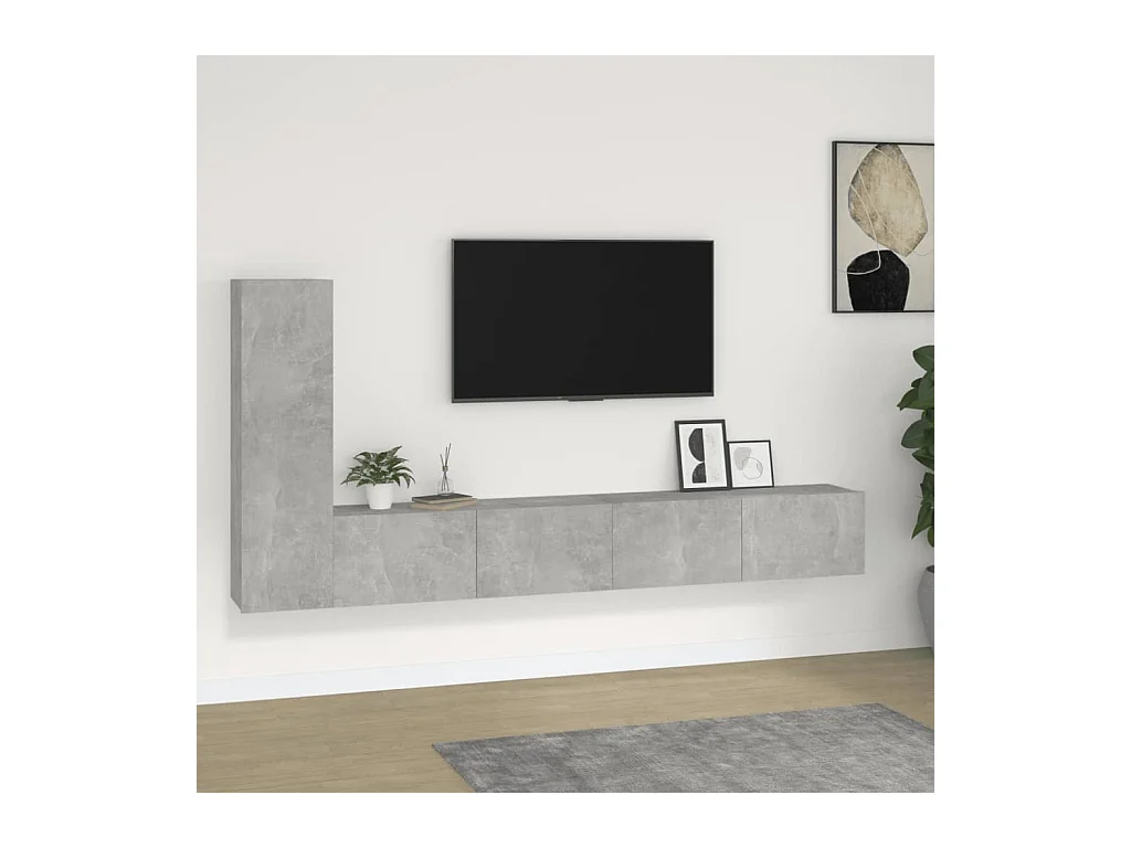 Ensemble de meubles TV 3 pcs Gris béton Bois d'ingénierie